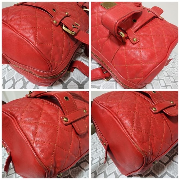 Authentic MCM Quilted Boston Leather Bag Red - Picture 8 of 14
